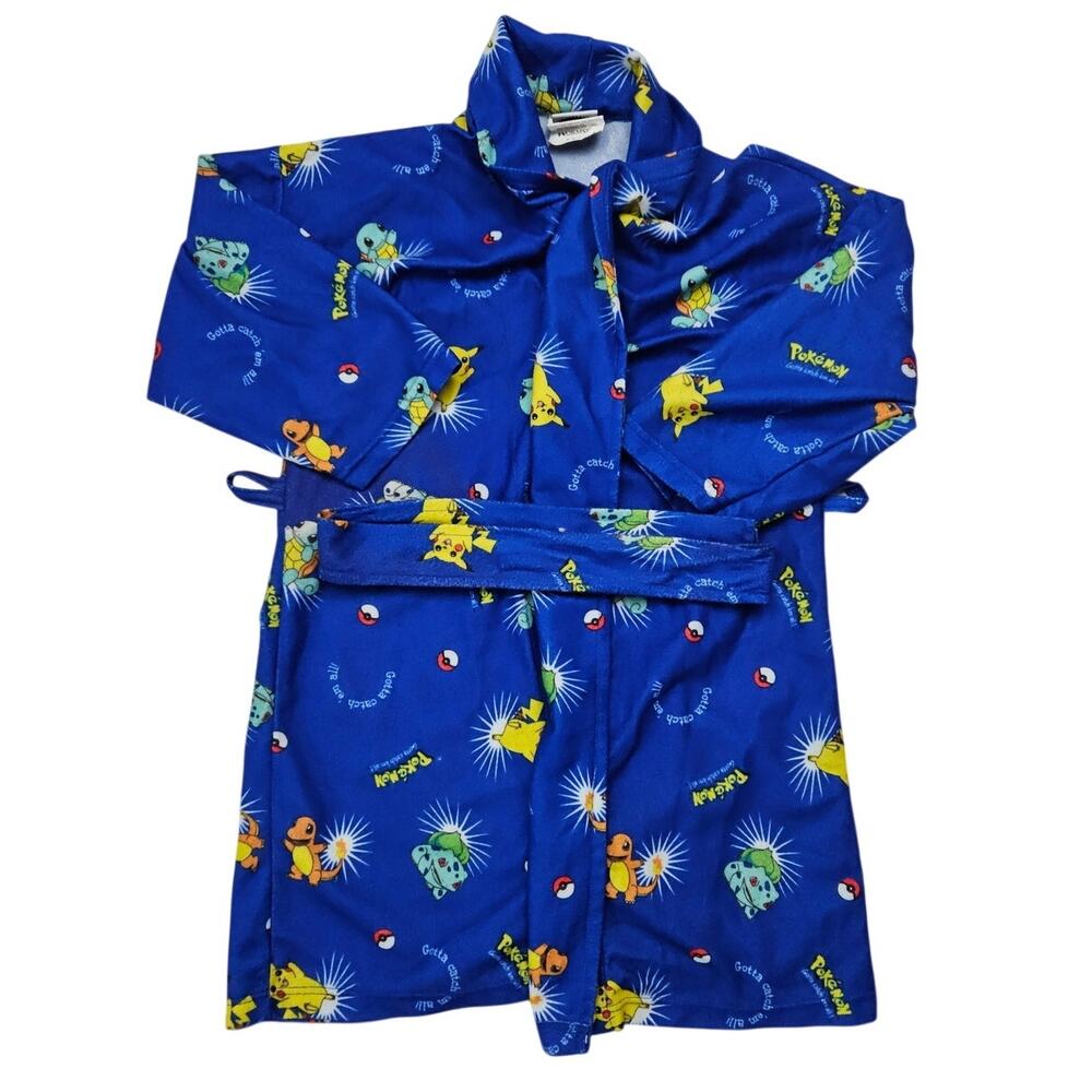 Vintage Pokemon Robe Kids Size 6 - 7 Pajama Nightgown House Coat